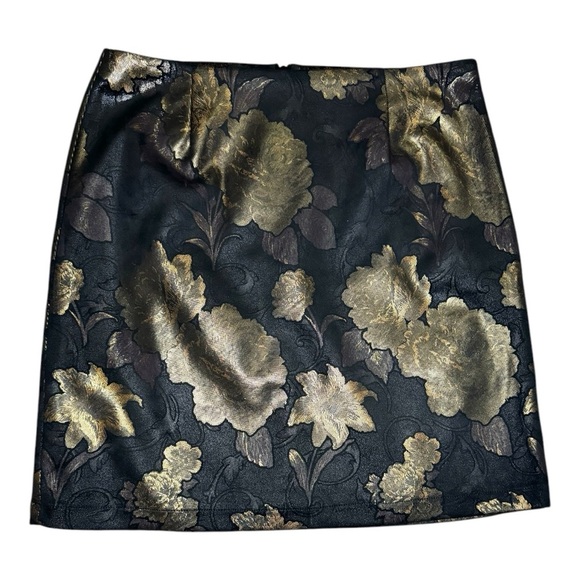 Bagatelle Collection Black and Gold Jacquard Floral Skirt - Picture 1 of 5